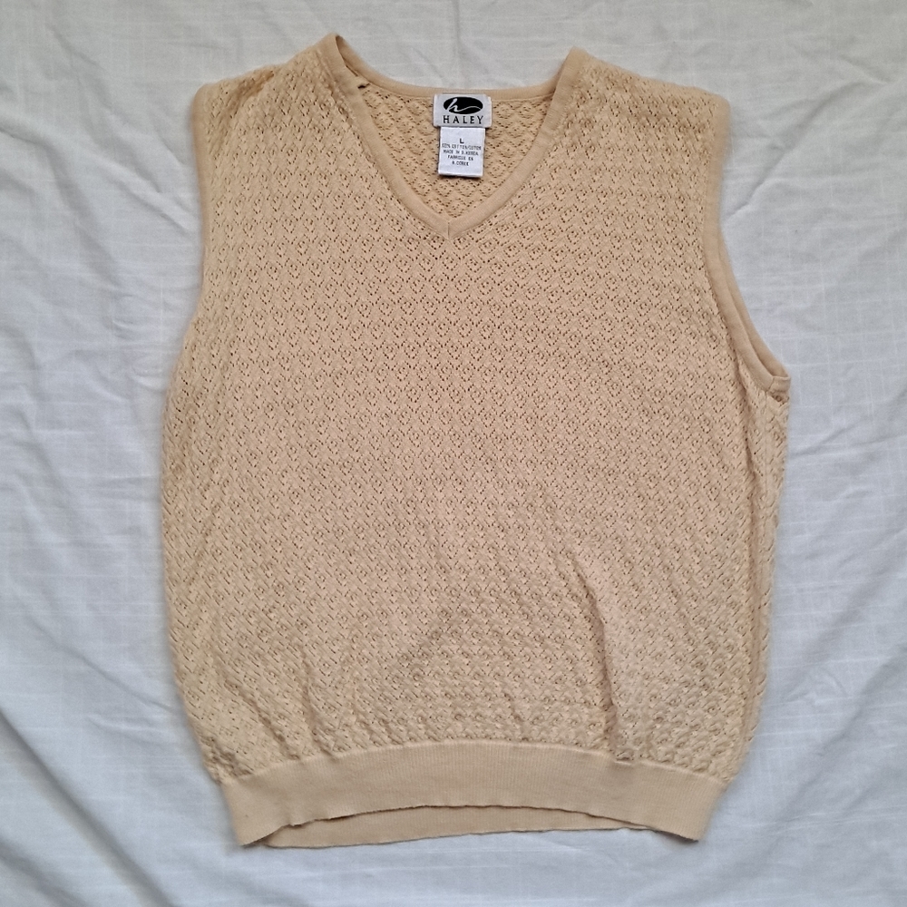 Vintage sweater vest v neck knit tank sleeveless top butter yellow